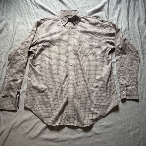 Lauren Ralph Lauren Men’s Brown Plaid Dress Button Down Shirt Size 16 34/35 - Picture 1 of 6